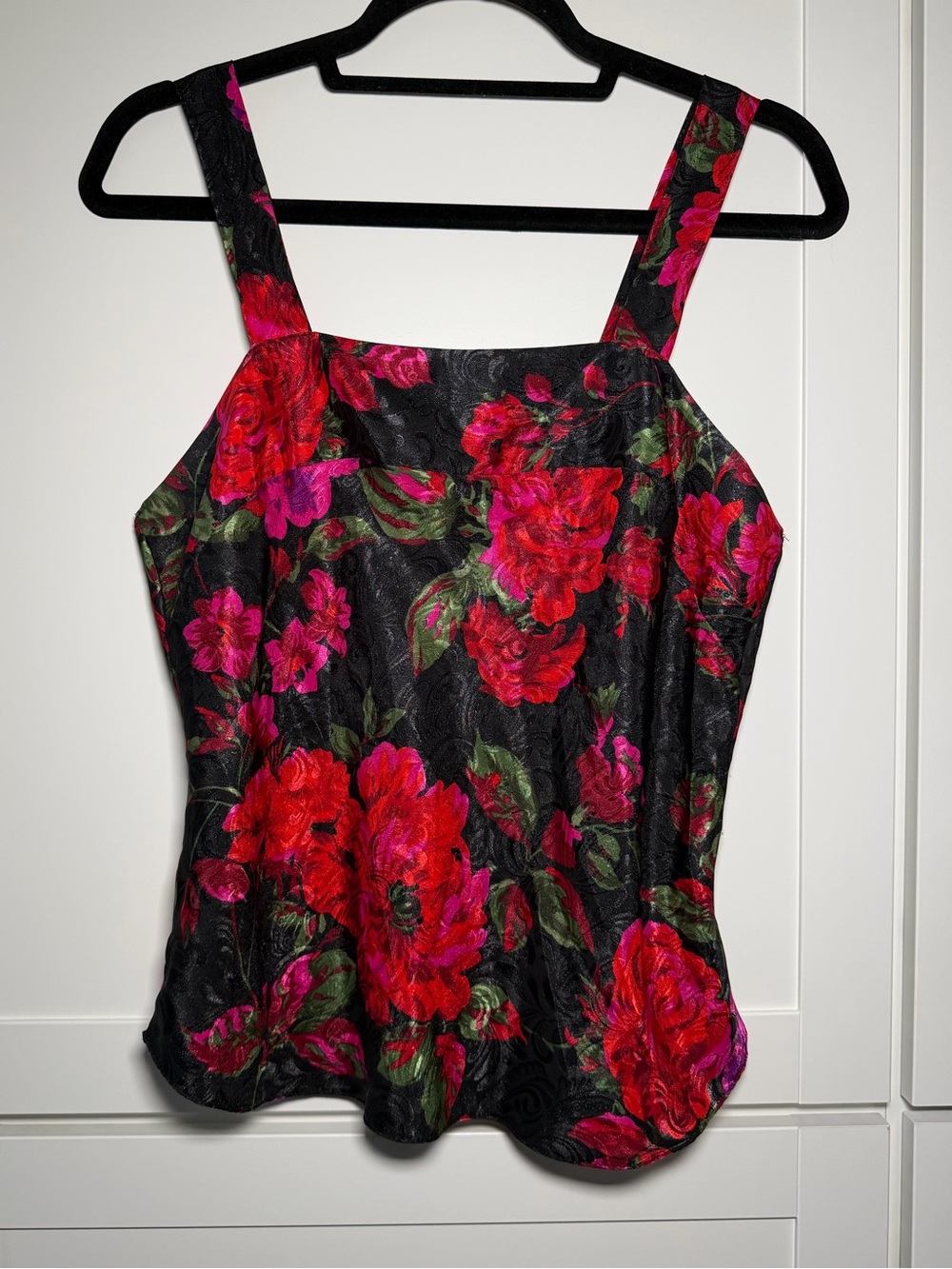 Vintage Lucie Ann 80’s 90’s Floral Slip Tank Top Blouse Whimsical Goth Romantic